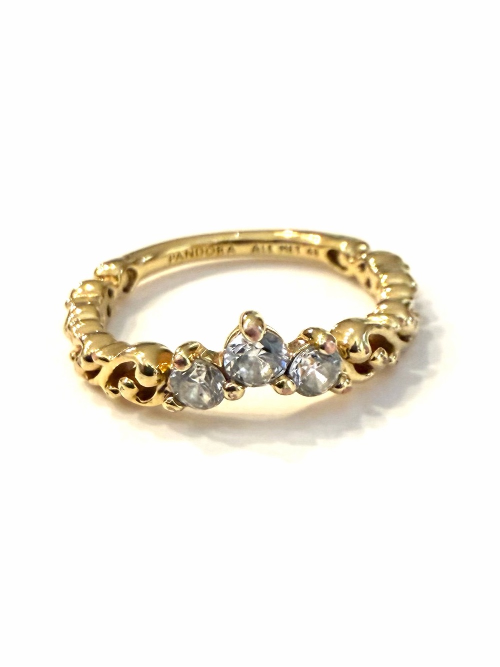 Pandora 14K Gold Plated CZ Regal Swirl Tiara Ring